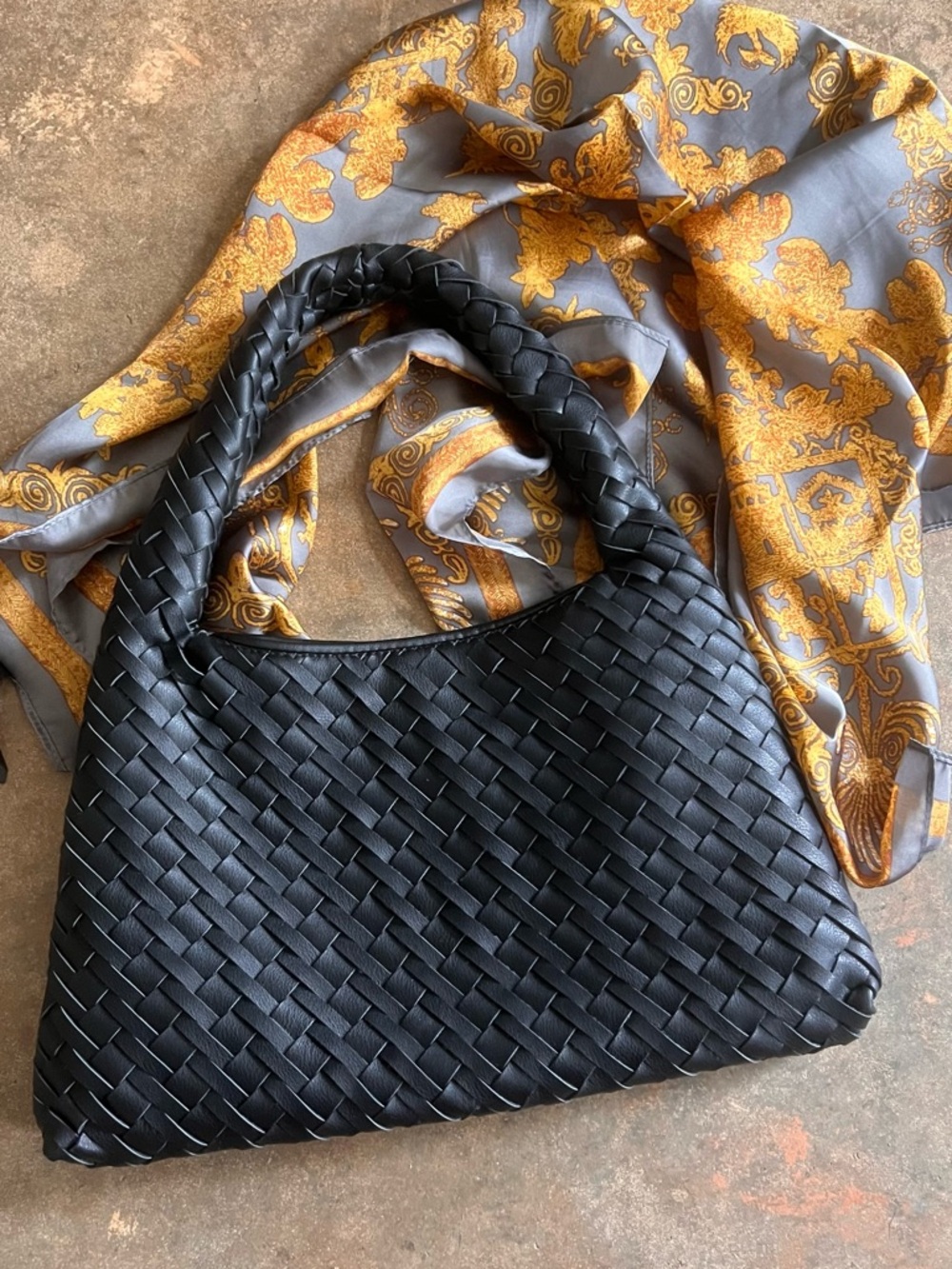 Walter Baker Black Woven Shoulder Bag